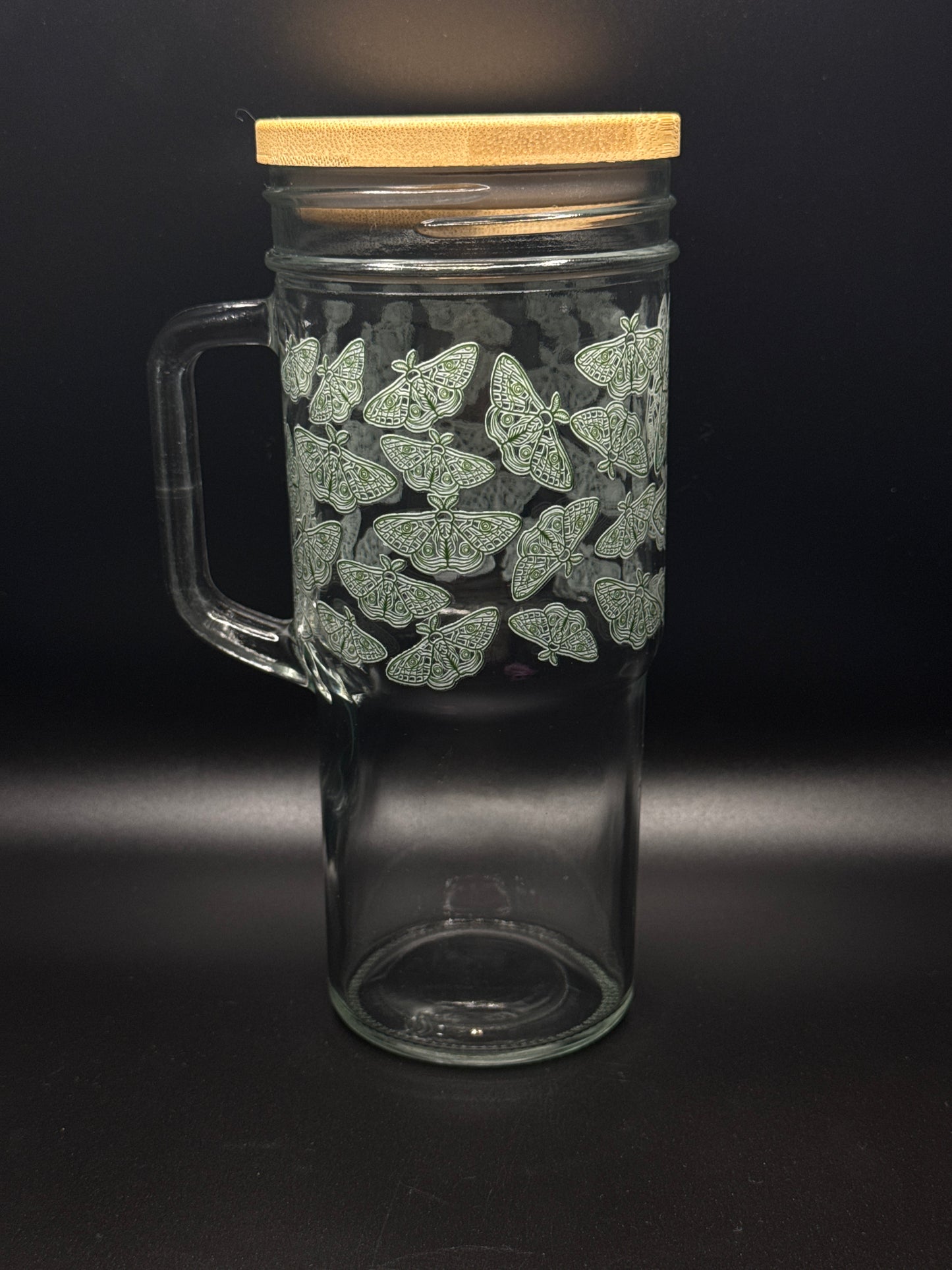 Green moths 24oz Glass Tumbler