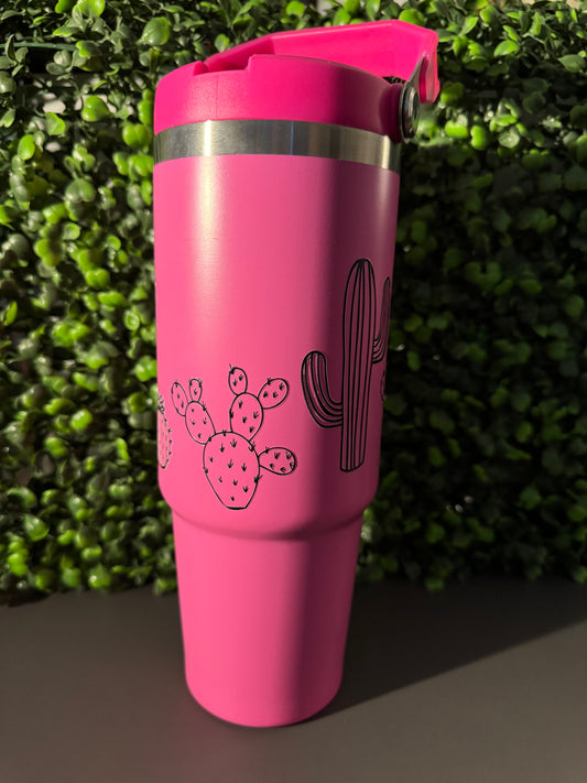 Black Cactus Print 30oz Tumbler