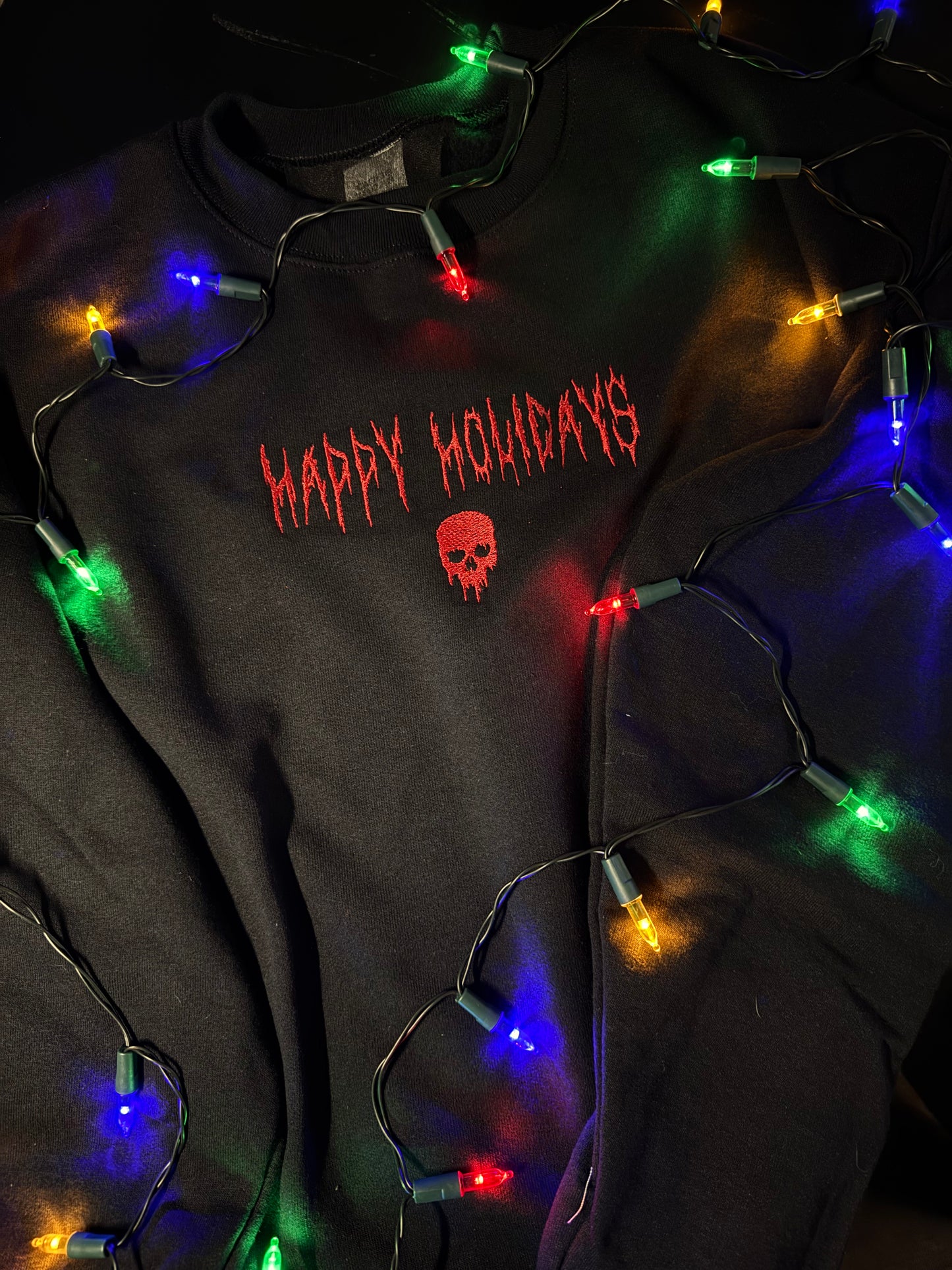 Happy Holidays Embroidered Crewneck Sweatshirt