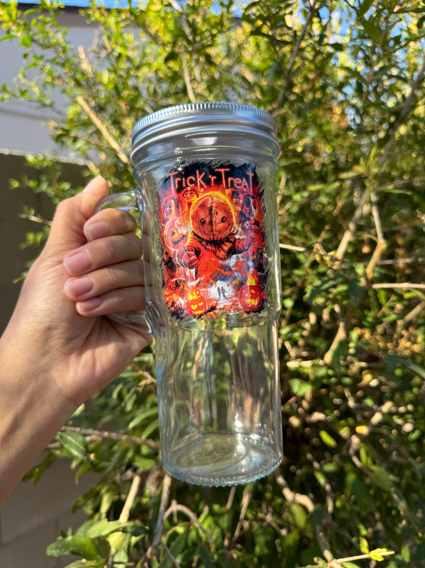 Trick r treat 24oz glass tumbler