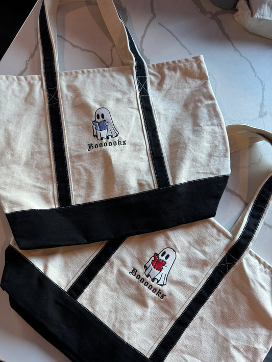 Booooooks Large Embroidered Tote