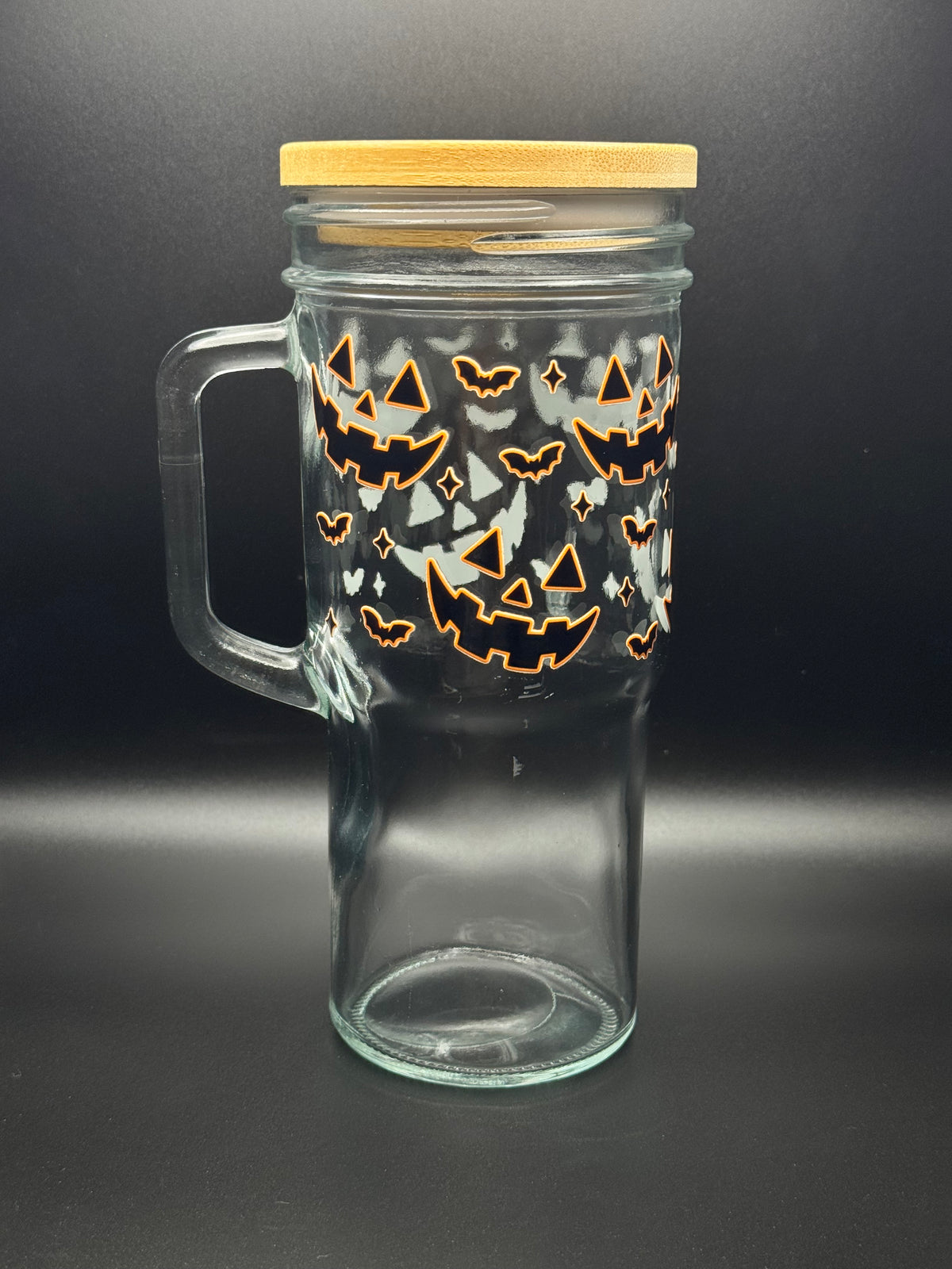 Pumpkin Faces 24oz Glass Tumbler