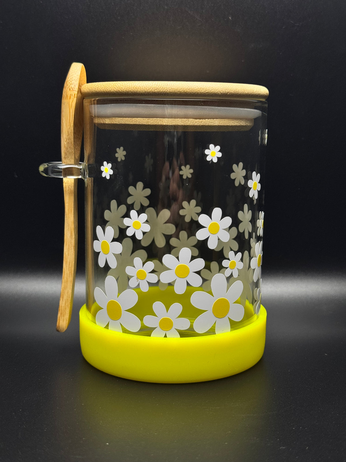 Overnight Oats Jar white flowers