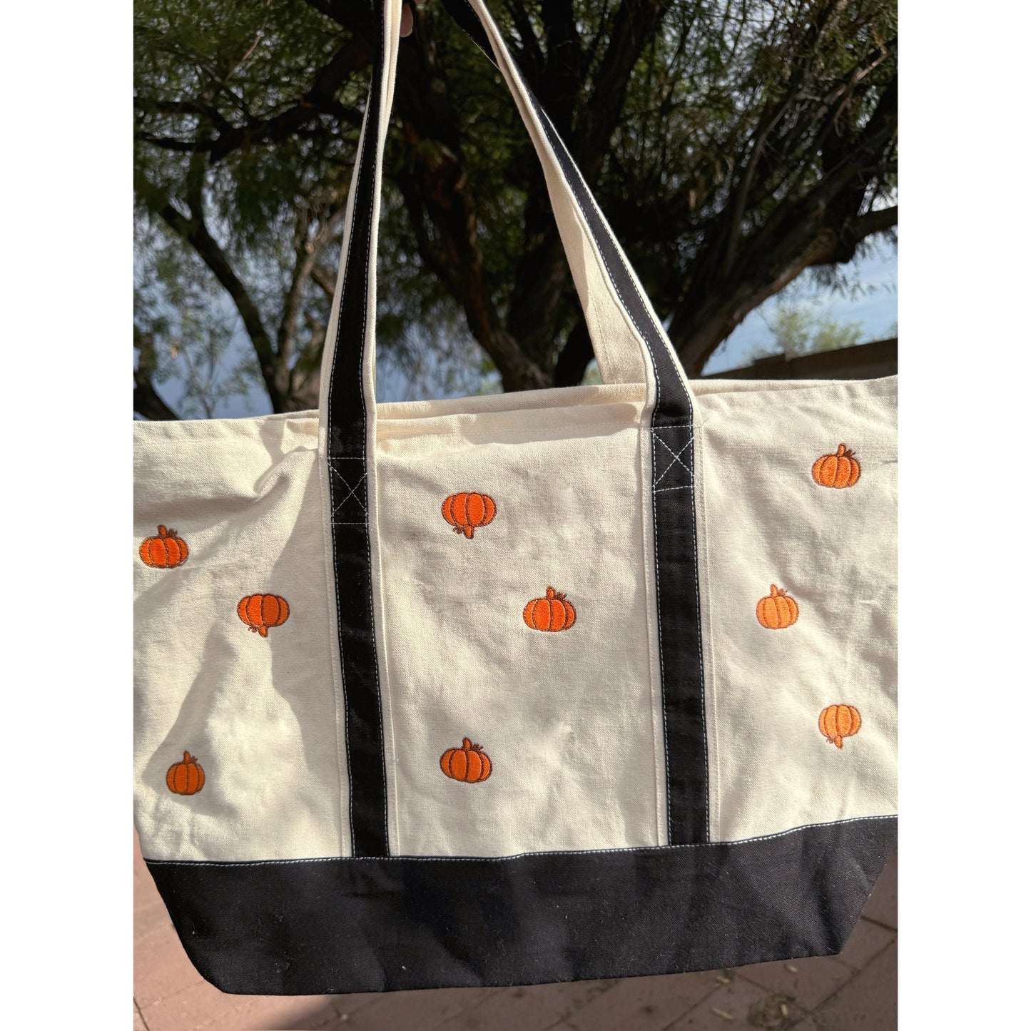 Large Embroidered Pumpkin Tote