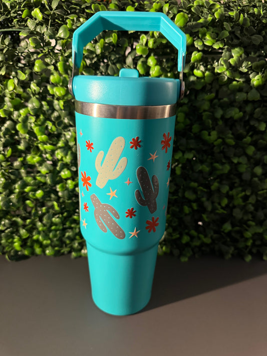 Green Cactus Print 30oz Tumbler