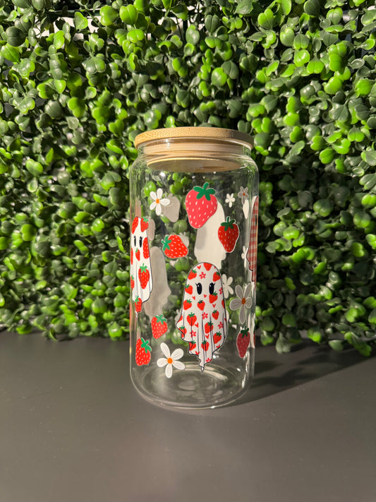 Strawberry Ghosts 16oz 20ozGlass Can