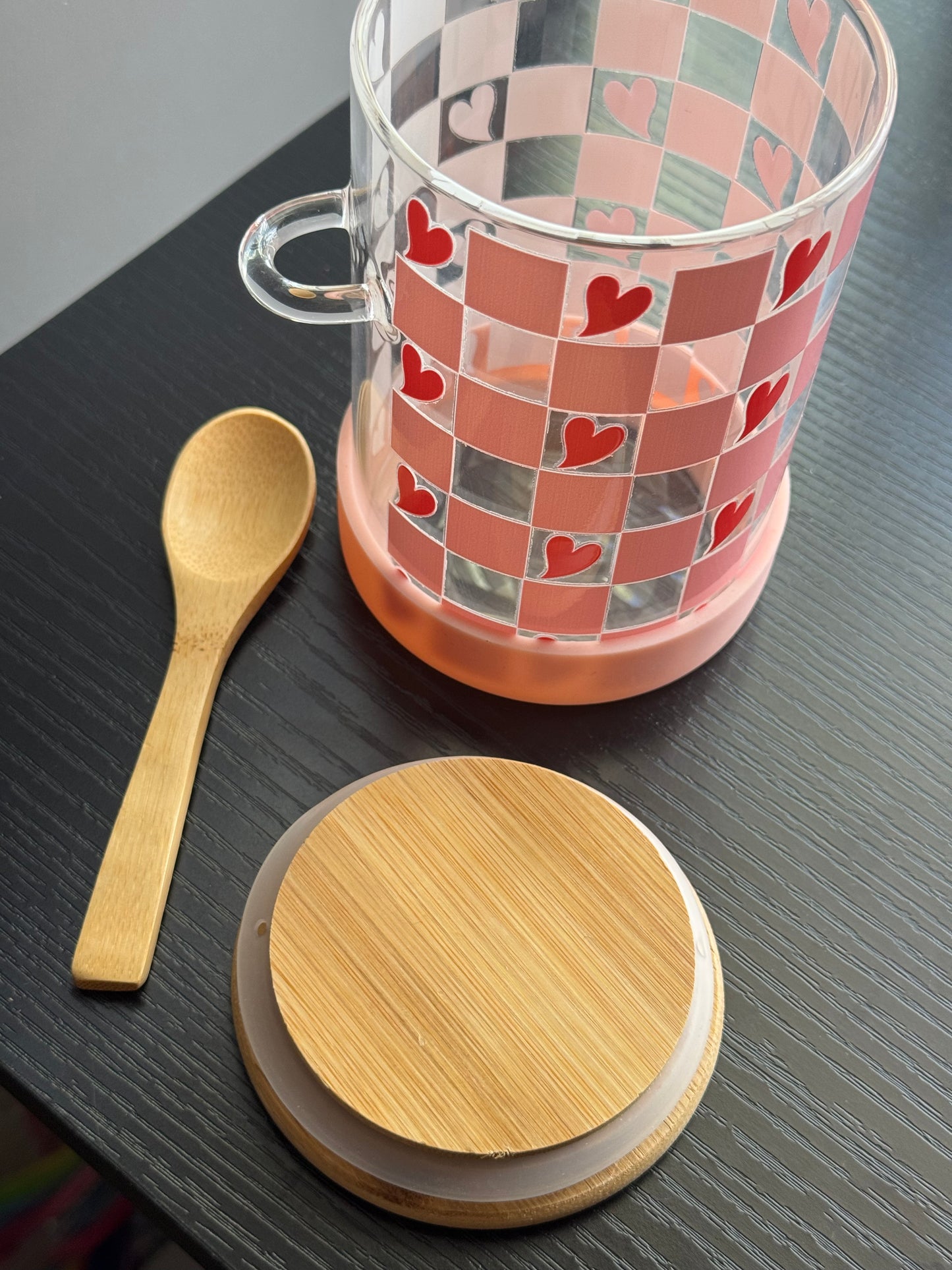 Overnight Oats Jar Checkered Hearts