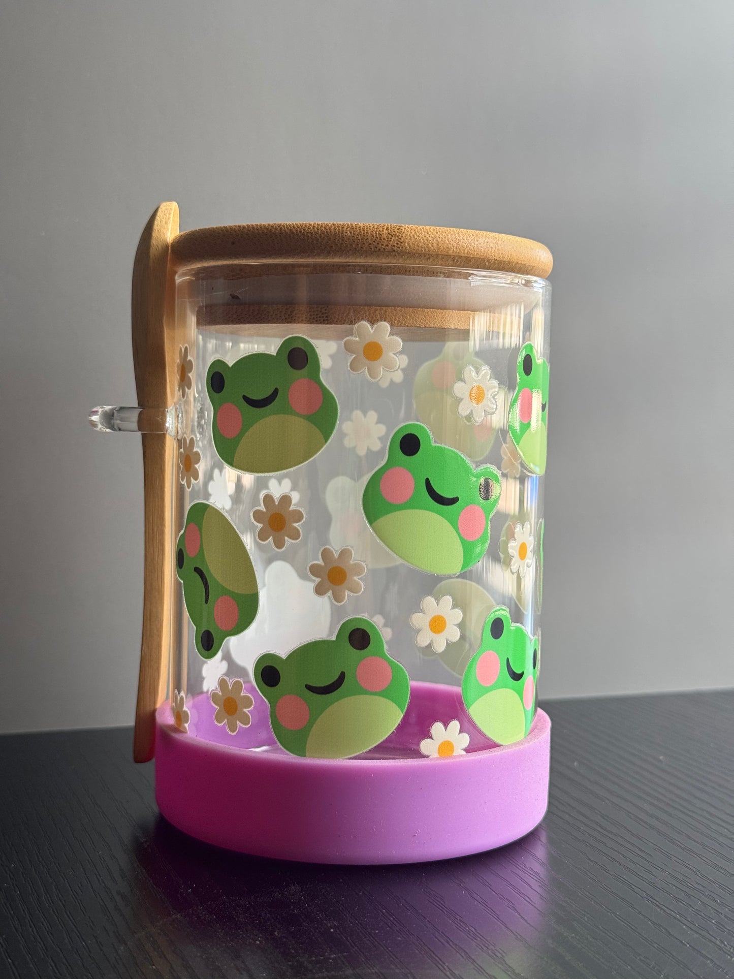 Overnight Oats Jar Frog & Flowers