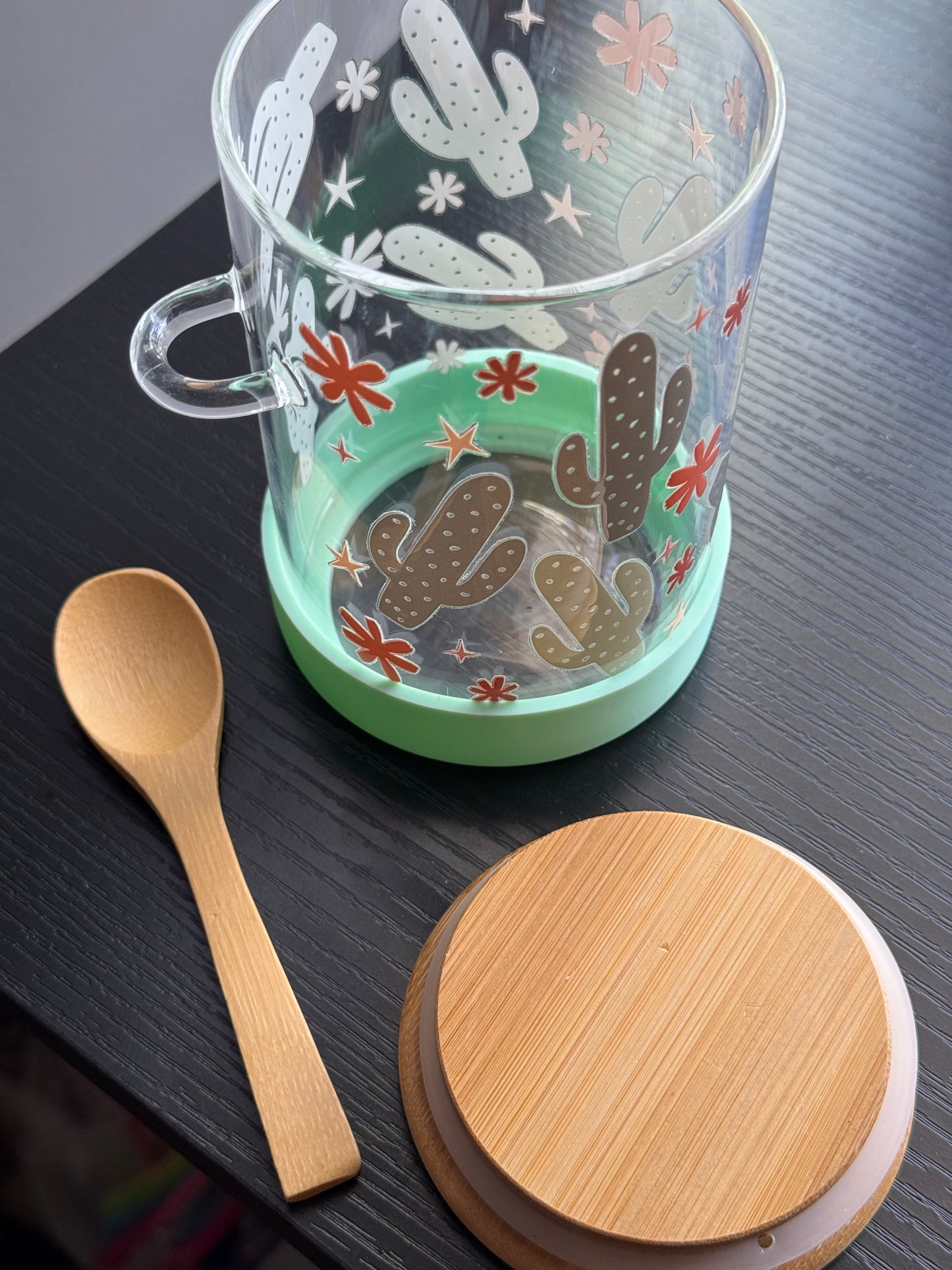 Overnight Oats Jar Green Cactus