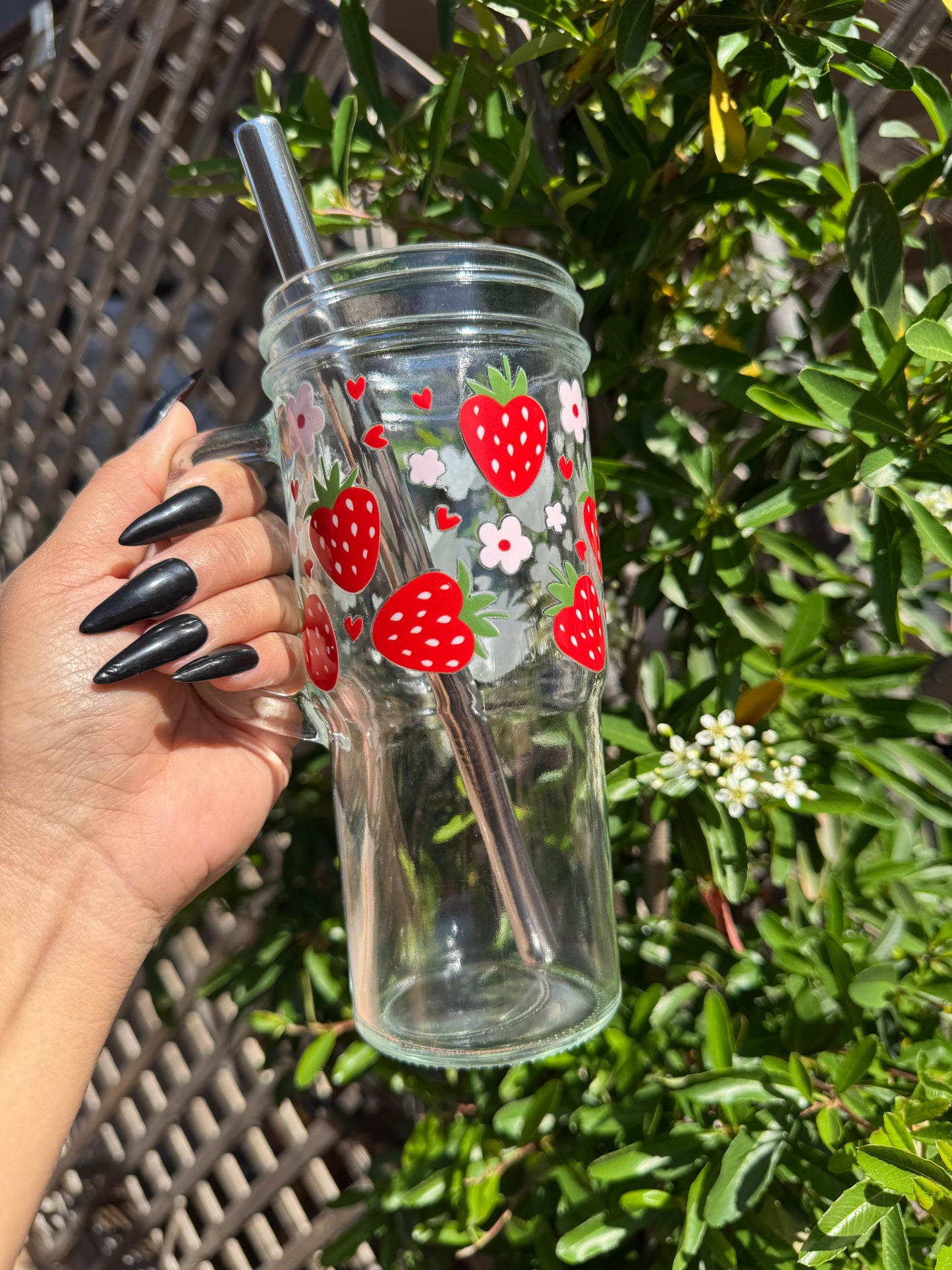 Strawberry 24oz Glass Tumbler
