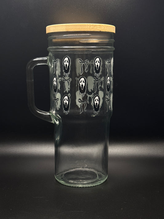 Ghost face & bows 24oz Glass Tumbler