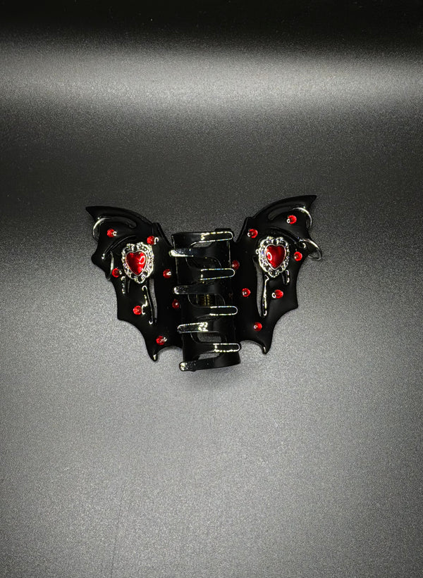 Bat Claw clip Red Heart