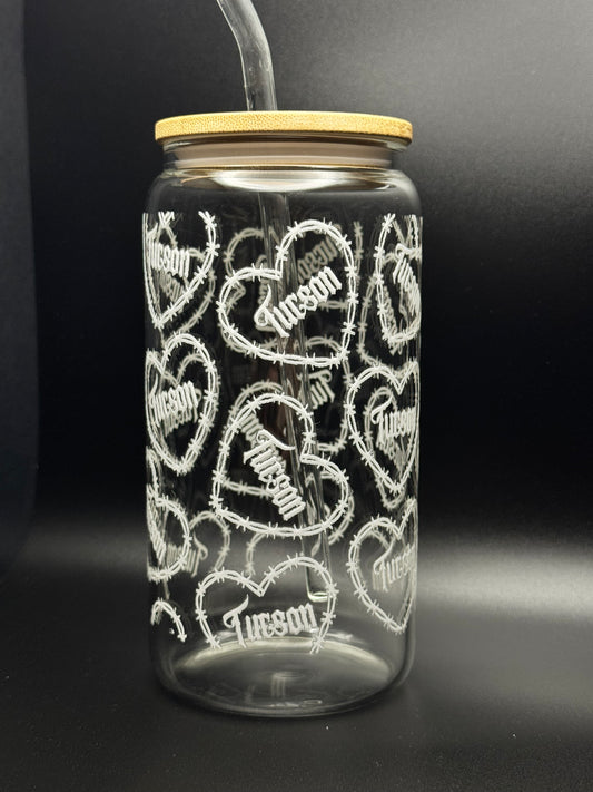 Tucson Hearts Glass Can 16oz
