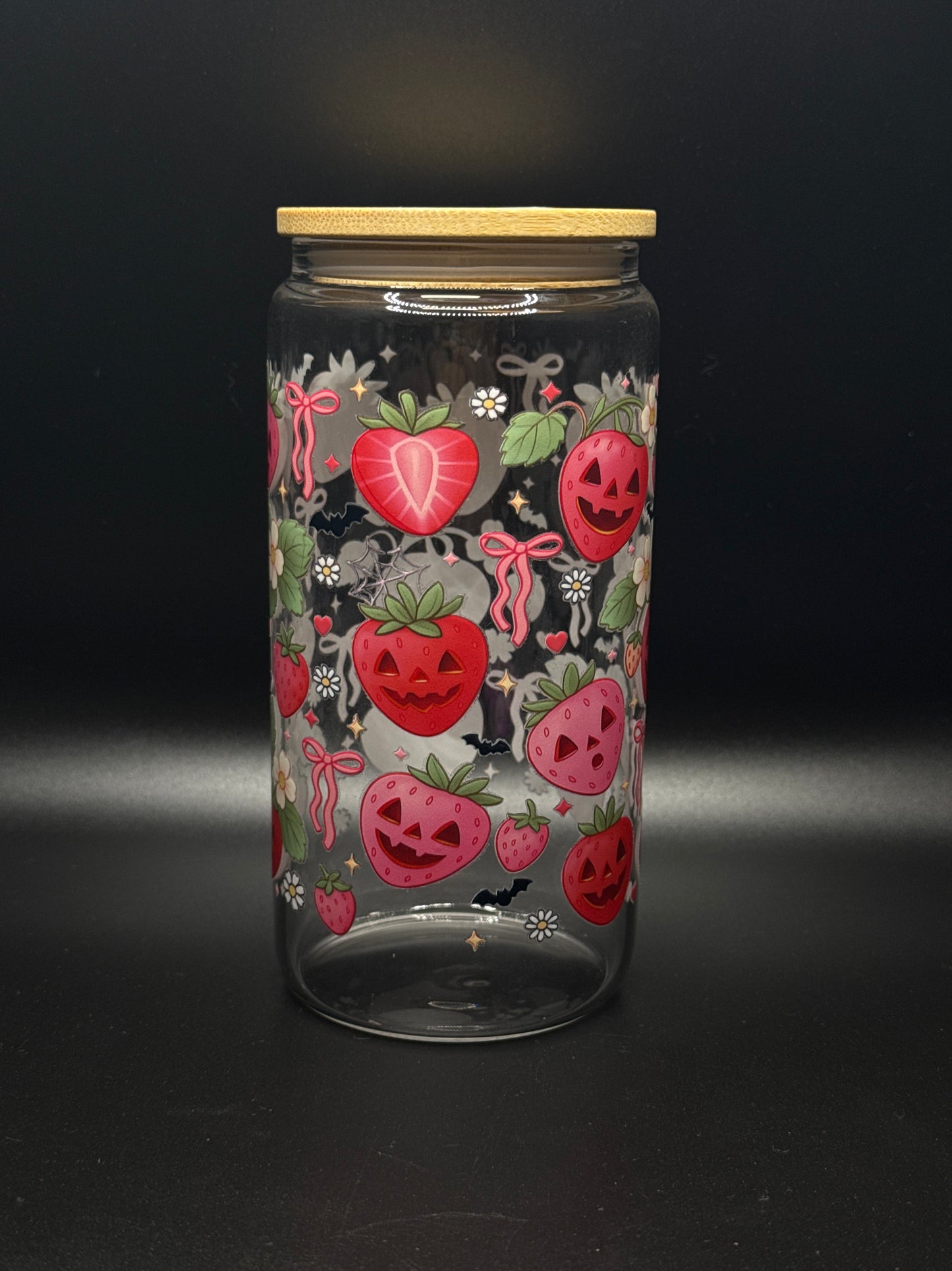 Jack-O-Strawberry Glass Can 16oz