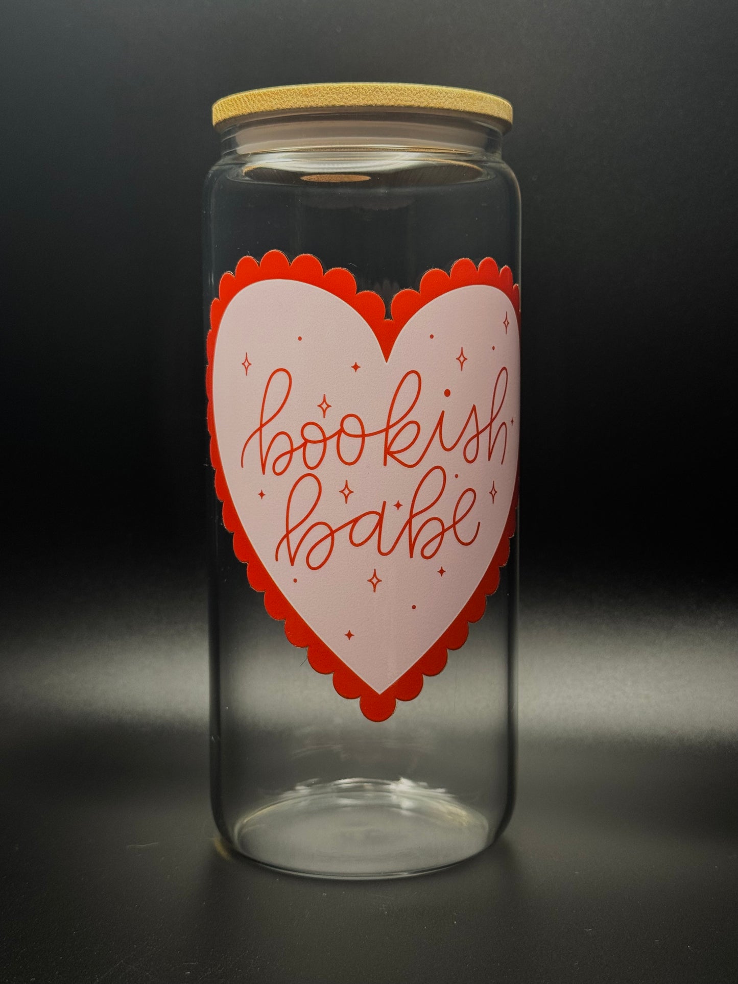 Bookish Heart 20oz Glass Can