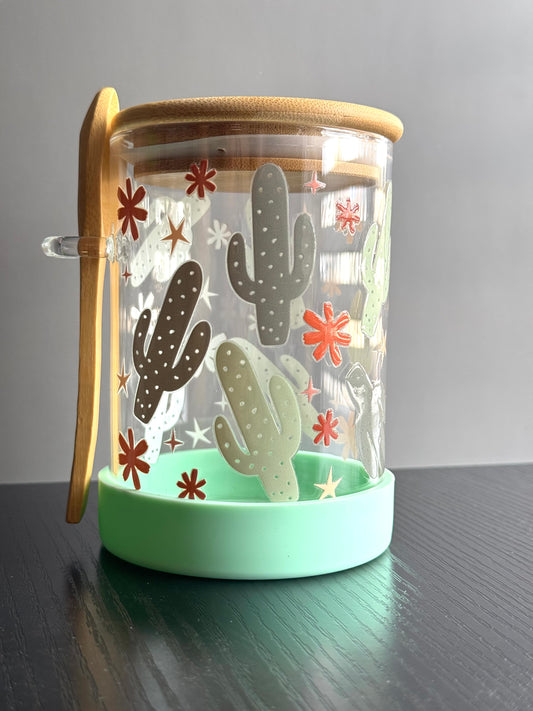 Overnight Oats Jar Green Cactus